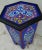Moroccan Hexagonal Hand Painted Wooden Side Table in Majorelle Blue Zouak For Sale - Image 4 of 7