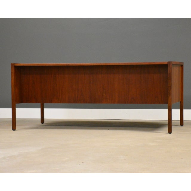 Mid 20th Century Refinished Modern Walnut Executive Desk by Jens Risom For Sale - Image 5 of 12