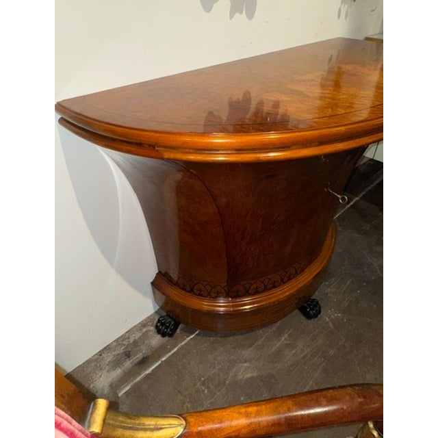 Fine Quality Italian Walnut Demi-Lune Side Table For Sale In Dallas - Image 6 of 6