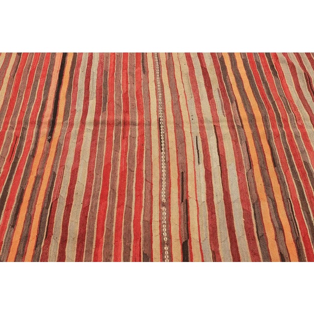 Mid 20th Century Striped Vintage Turkish Kilim Rug For Sale - Image 4 of 7