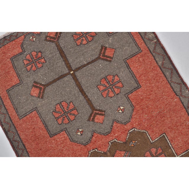 Burnt Orange 1960s Small Bohemian Handknotted Wool Rug For Sale - Image 8 of 10