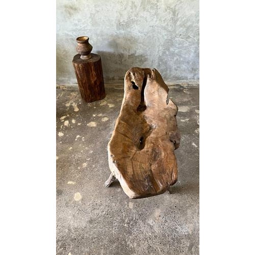 Bench or Small Inclined Resting Chair in Upcycled Organic Solid Teak For Sale - Image 12 of 18