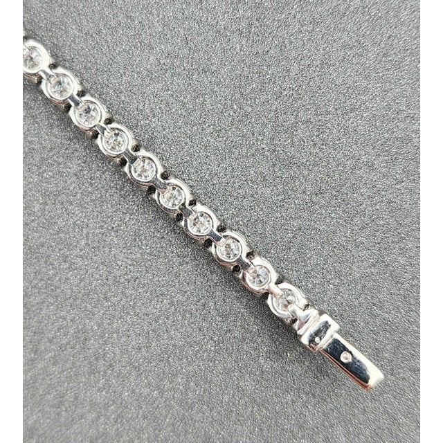 Silver 7.29 Ct Diamond Tennis Bracelet For Sale - Image 8 of 8