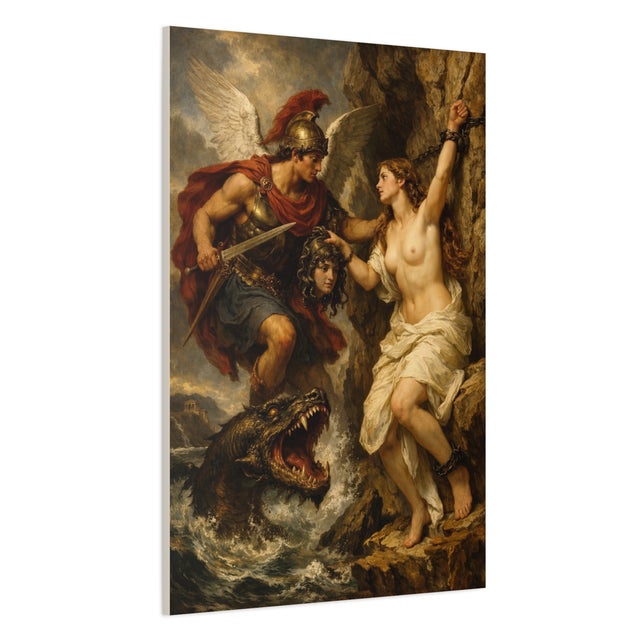 Figurative Atelier Aria Lumae Perseus and Andromeda Original Contemporary Fine Art Hahnemuhle Gallery Board Print Prestige Focal Panel 32 X 48 For Sale - Image 3 of 18