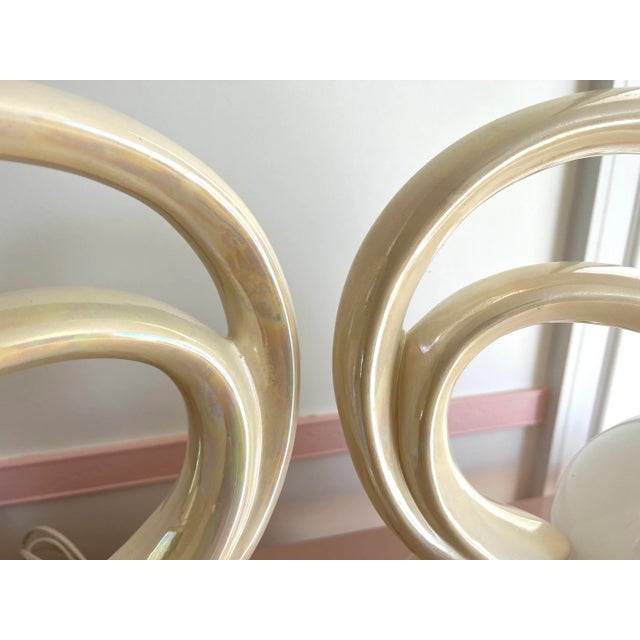 1980 Ceramic Heart Shaped Table Lamps - a Pair For Sale - Image 4 of 11