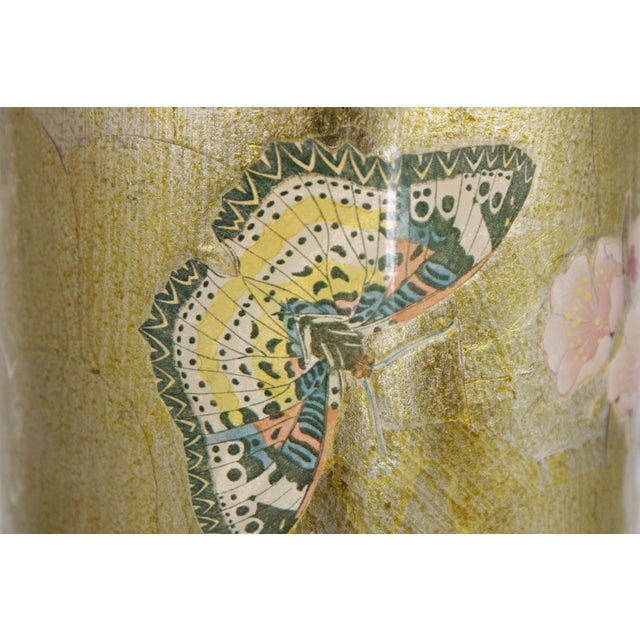 1980s Chinese Eglomise Glass Canister Lamps - a Pair For Sale - Image 13 of 17