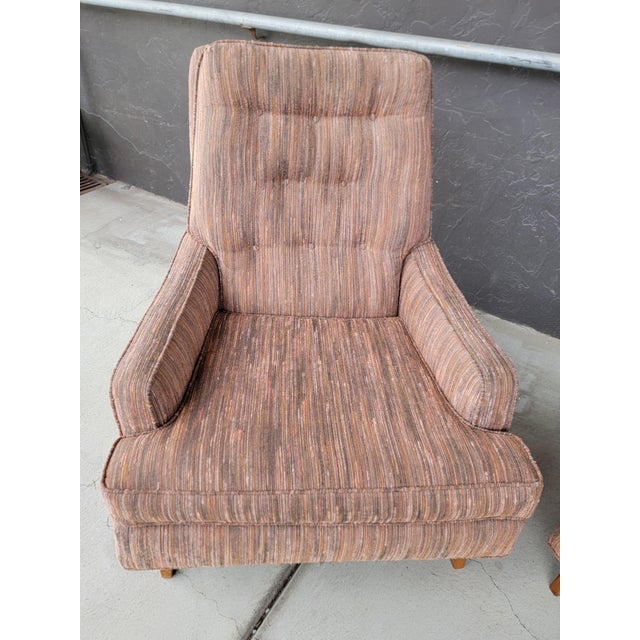 Pair High-Back Mid-Century Modern Lounge Chairs Manner of Edward Wormley For Sale - Image 15 of 17