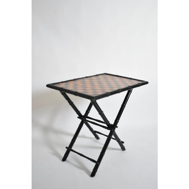 Ebonised Wood and Faux Bamboo Table, 1960s For Sale - Image 3 of 6