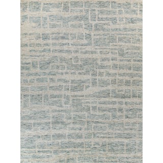 Exquisite Rugs Aldridge Hand-Knotted New Zealand Wool & Bamboo Silk Light Blue Rug-14'X18' For Sale