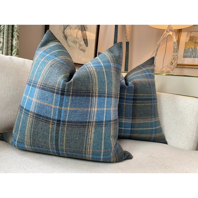 Designer Pillow Bundle in Lee Jofa Mulberry "Shetland Wool” and Thibaut "Lincoln Toile" - Set of 4 For Sale In Atlanta - Image 6 of 8