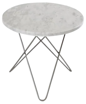 White Carrara Marble and Steel Mini O Table by OxDenmarq