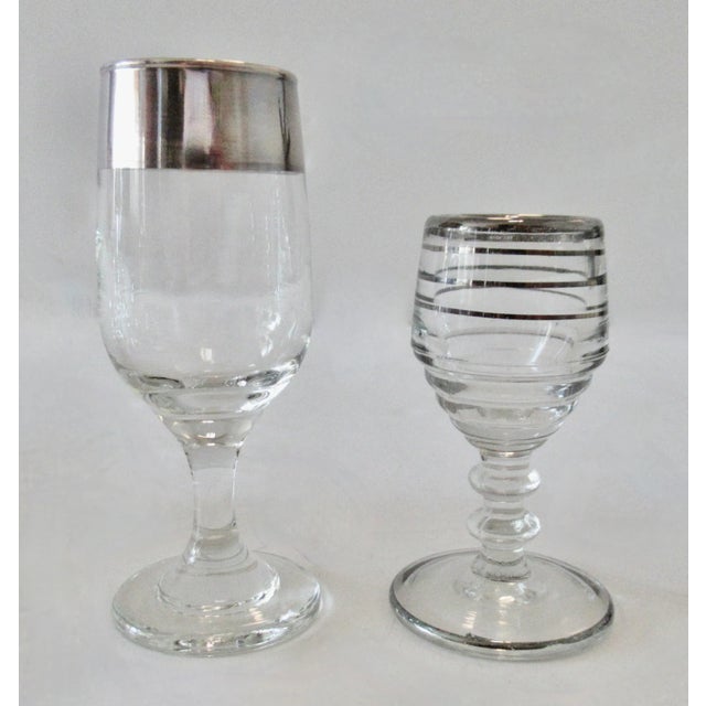 Silver Vintage MCM Dorothy Thorpe & Italian Silver Tiered and Rimmed Glass Cordials (Asst..)- 7 Pieces For Sale - Image 8 of 10