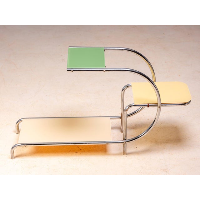 1950s Mid-Century Bauhaus Plant Stand in Chrome-Plated Steel and Glass by Emile Guyot, Former Czechoslovakia, 1950s For Sale - Image 5 of 7