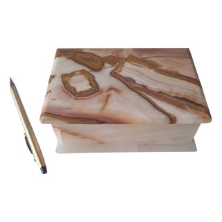 Mid-Century Banded Onyx Trinket Box For Sale