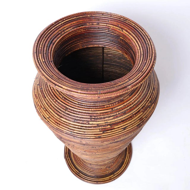 Mid-Century Modern Italian Pencil Reed Floor Vase or Urn For Sale - Image 3 of 7