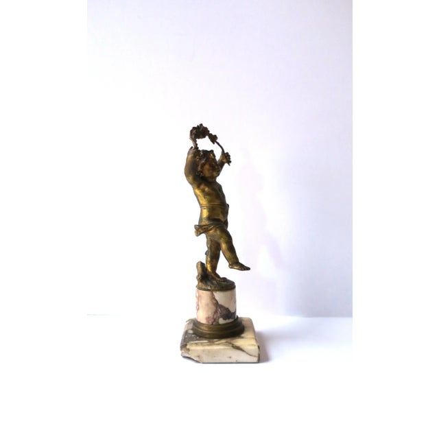 French Gold Gilt Bronze and Marble Male Sculpture, 19th C France For Sale - Image 4 of 12