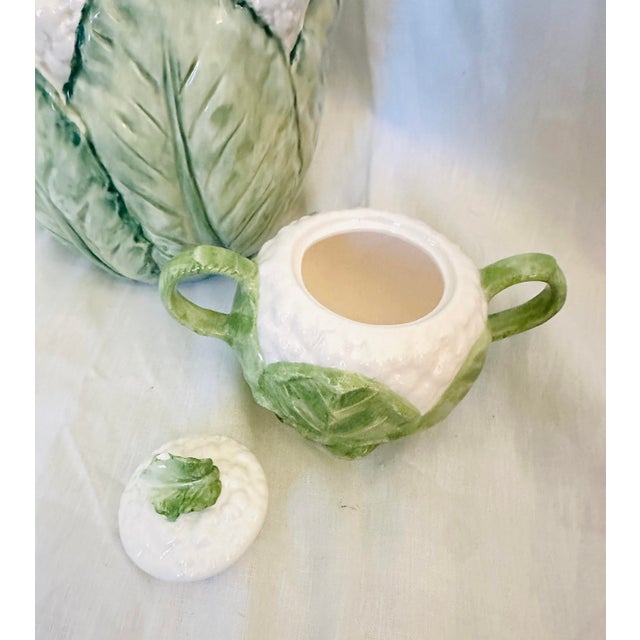 Ceramic Fitz & Floyd Cauliflower Pitcher & Sugar/Creamer-Set of 3 For Sale - Image 7 of 12