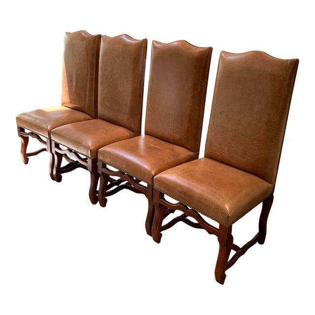 Italian Leather High Back Dining Chairs Set of 4 Chairish