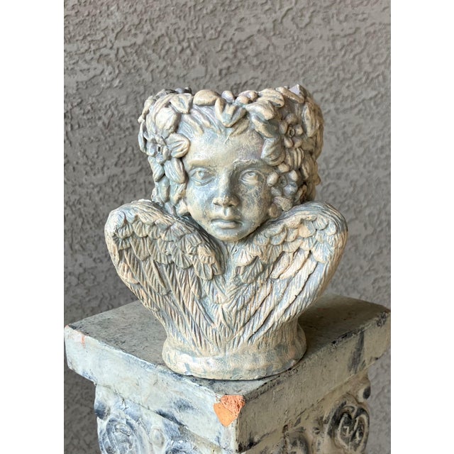 Late 20th-Century Enchanting Châteaucore-Style Three-Faced Cherub Candle or Plant Holder For Sale - Image 16 of 18