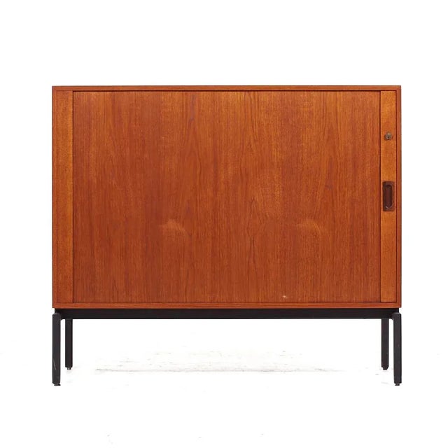 Wood Mid Century Danish Teak Tambour Door Credenza - Pair For Sale - Image 7 of 12