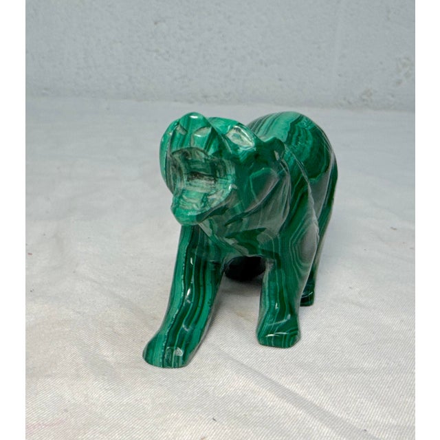 1960s High Quality Hand Carved Green Malachite Hard Stone Bear Sculpture Statue Figure For Sale - Image 5 of 8