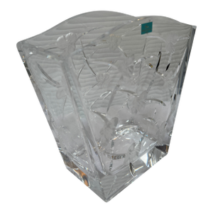 Hoya Purple Dew Iris Relief Crystal Vase With Box