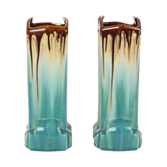 Belgian Art Deco Turquoise Earthenware Vases by Thulin, 1920s, Set of 2 For Sale - Image 14 of 16