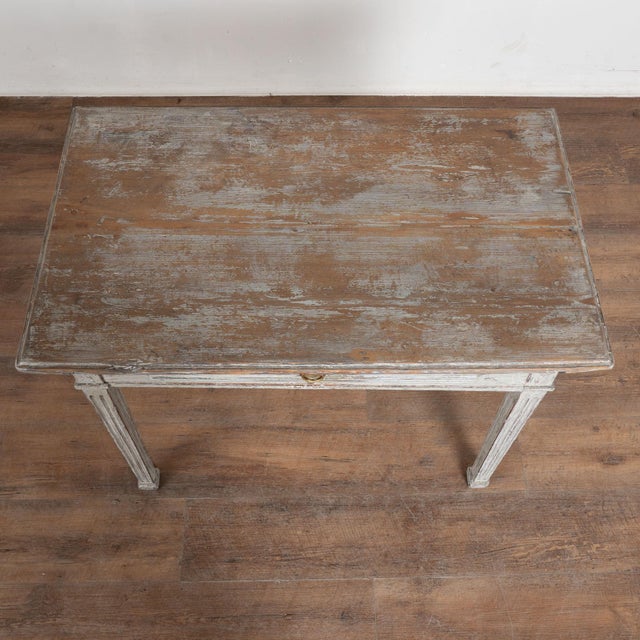 Early 19th Century Swedish Gustavian Original Gray Painted Pine Side Table For Sale - Image 4 of 12