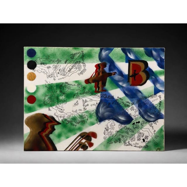 Street Art Mid 20th Century Modern Street Art Style Mixed Media Canvas Artwork For Sale - Image 3 of 4