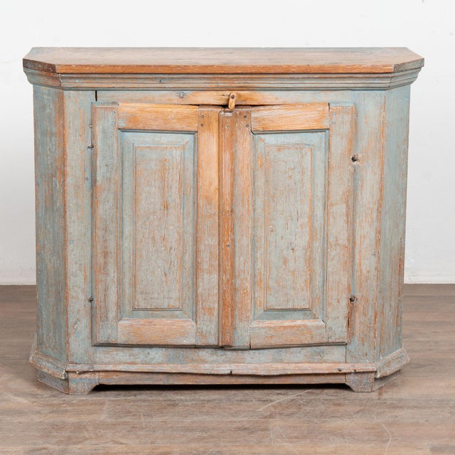 Farmhouse 19th Century Swedish Original Blue Painted Pine Sideboard Cabinet For Sale - Image 3 of 16