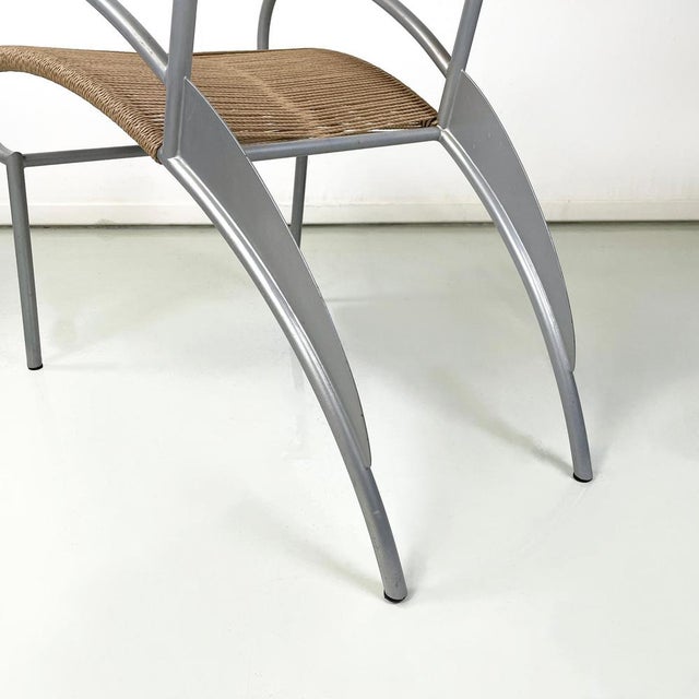 Italian Modern Juliette Chair in Rope and Gray Steel attributed to Massimo Iosa-Ghini, 1990s For Sale - Image 13 of 15