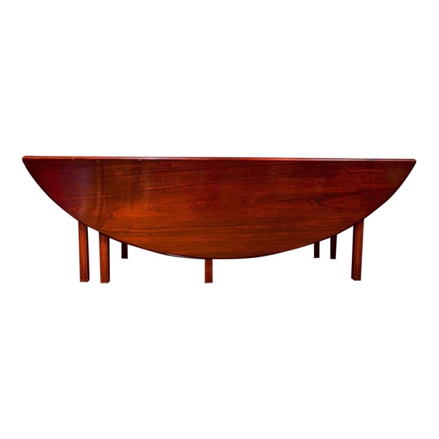 Late 20th Century Large George III Irish Mahogany Oval Wake or Hunt Drop Leaf Dining Table For Sale