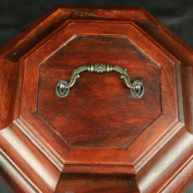 Brown Huali Rosewood Octagonal Box With Handle For Sale - Image 8 of 10