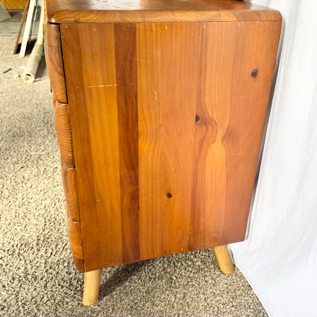 Wood Mid Century Modern Sculptured Pine Dresser With Mirror by Franklin Shockey Co For Sale - Image 7 of 10