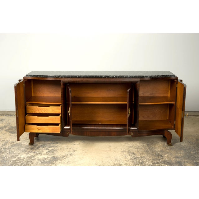 Wood 1930s French Art Deco Rosewood Sideboard With Black Marble Top For Sale - Image 7 of 18