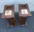 Wood Pair Mid-Century Old Tavern Style Antiqued Pine Two-Tier Side Tables With Decorative Ceramics Inserts For Sale - Image 7 of 11