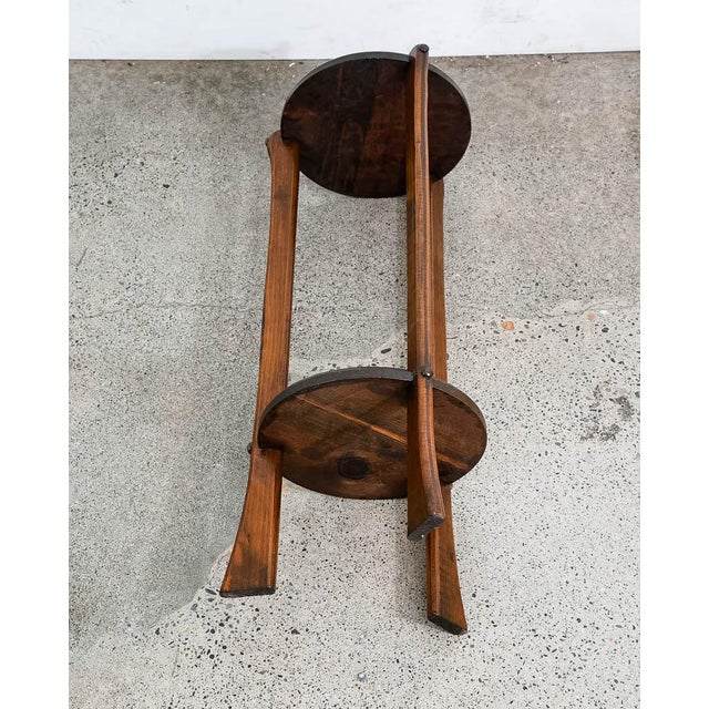 1960s Antique Pedestal Plant Stand Torchere Solid Wood Side Table Smoking Round 3 Leg For Sale - Image 5 of 10