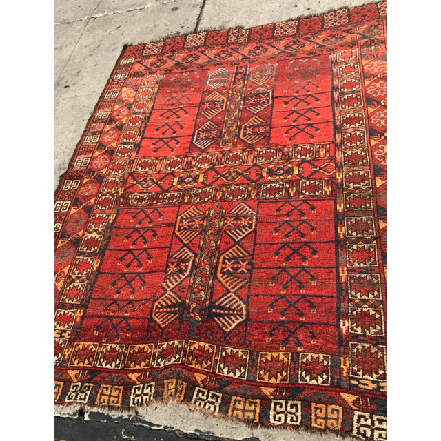 1900 - 1909 1900s Antique Afghan Tribal Rug-4′10″ × 5′10″ For Sale - Image 5 of 13