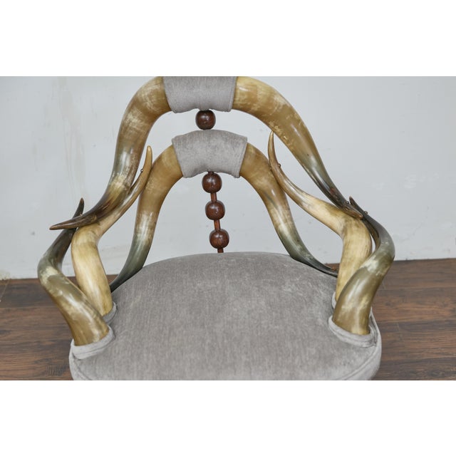English Mahogany and Horn Victorian Chair with Velvet Upholstery circa 1880 For Sale - Image 11 of 12