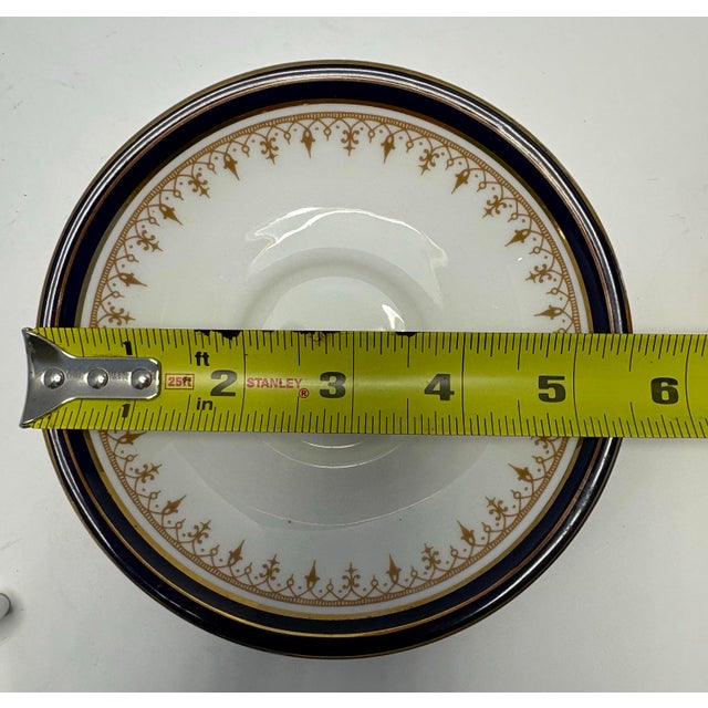 Navy Blue Vintage Aynsley Leighton Teacups & Saucers Set of 2 | Fine English Bone China | Navy Blue Gold Tea Cups | England 1646 For Sale - Image 8 of 8