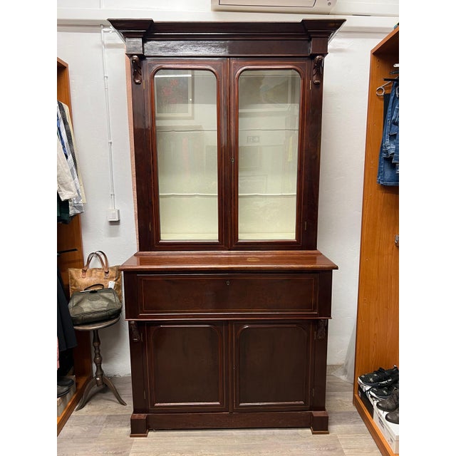 Bookcase with Mahogany Secretaire, 1940s For Sale - Image 11 of 13