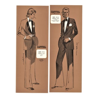 Fun-1970s Men's Formal Wear (Tuxedo) Fashion Designs - a Pair For Sale