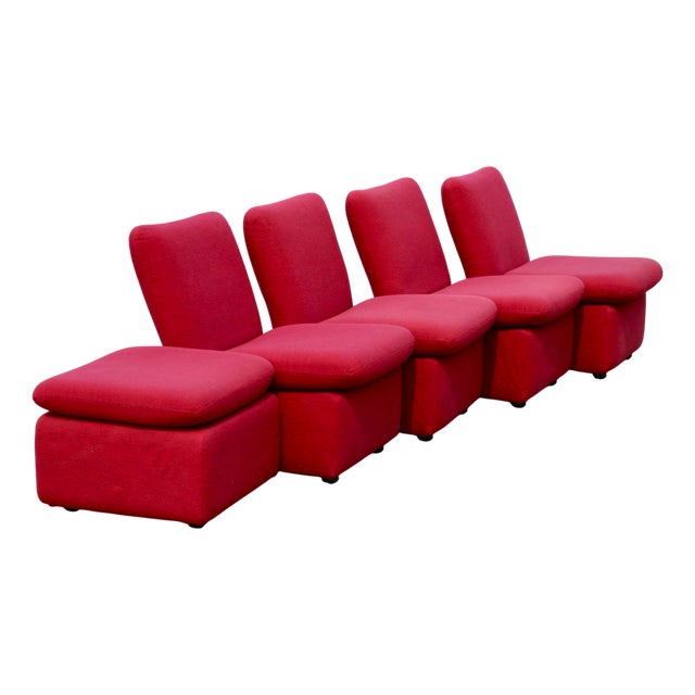 Vintage French Five-Seater Modular Sofa, 1970s, Set of 5 For Sale