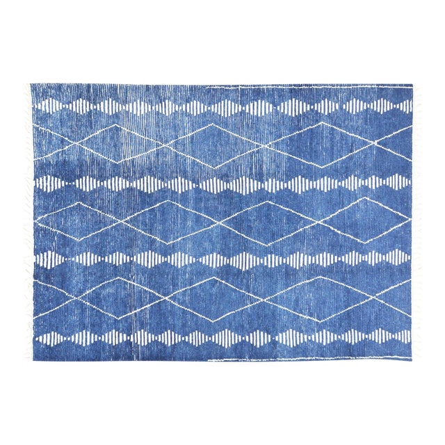 Moroccan Modern Hand Knotted Wool Rug, 10'1"x14'2" For Sale