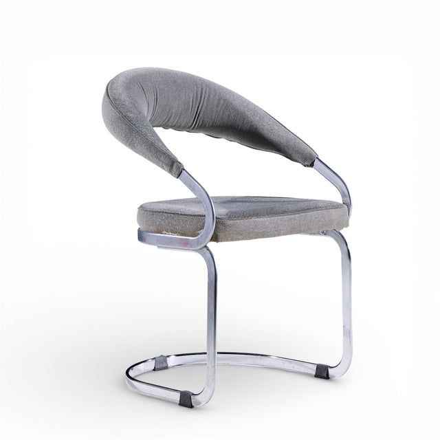 Kartell Giotto Stoppino for Kartell Mid Century Italian Chrome Cantilever Dining Chairs - Set of 6 For Sale - Image 4 of 10