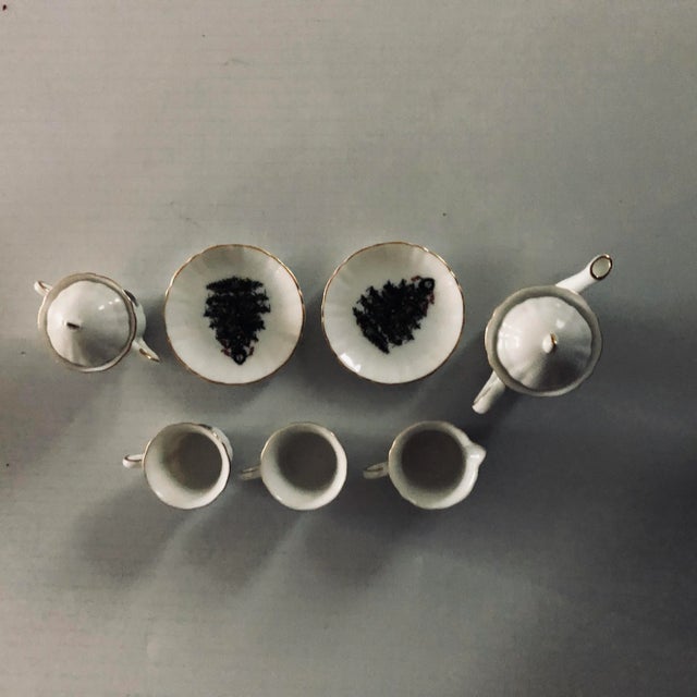 Vintage Porcelain Miniature Christmas Decoration 10 Pieces Tea Sets For Sale - Image 4 of 7