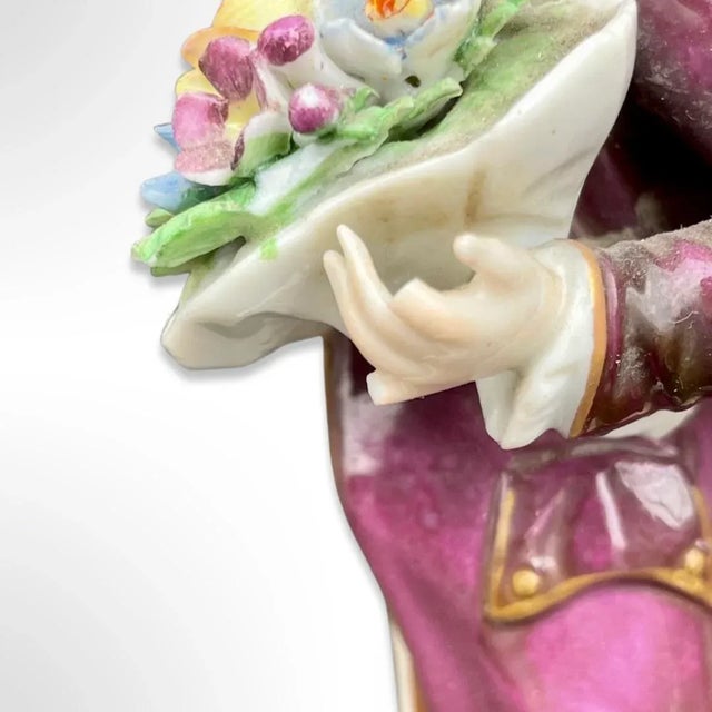 19th Century German Sitzendorf Porcelain Figurines, Stamped Originals - Set of 3 For Sale - Image 9 of 10