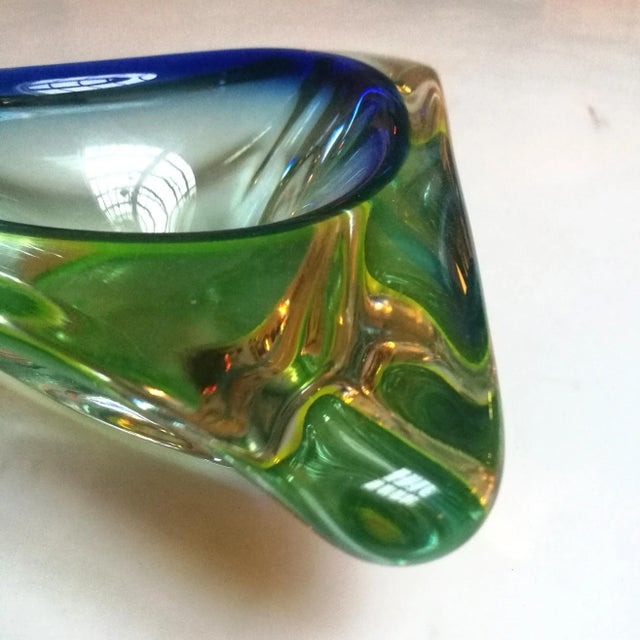 Italian Blue and Green Murano Glass Ashtray from the Sommersi Series, 1950s For Sale - Image 3 of 6