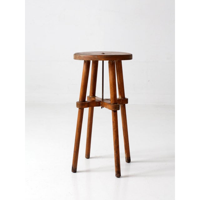 Antique Round Wood Stool Side Table For Sale - Image 14 of 18