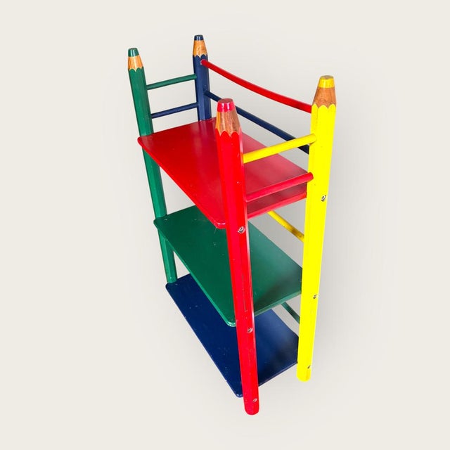 1980s Postmodern Crayons Collection Clairefontaine Shelf by Pierre Sala, France, 1980s For Sale - Image 5 of 12